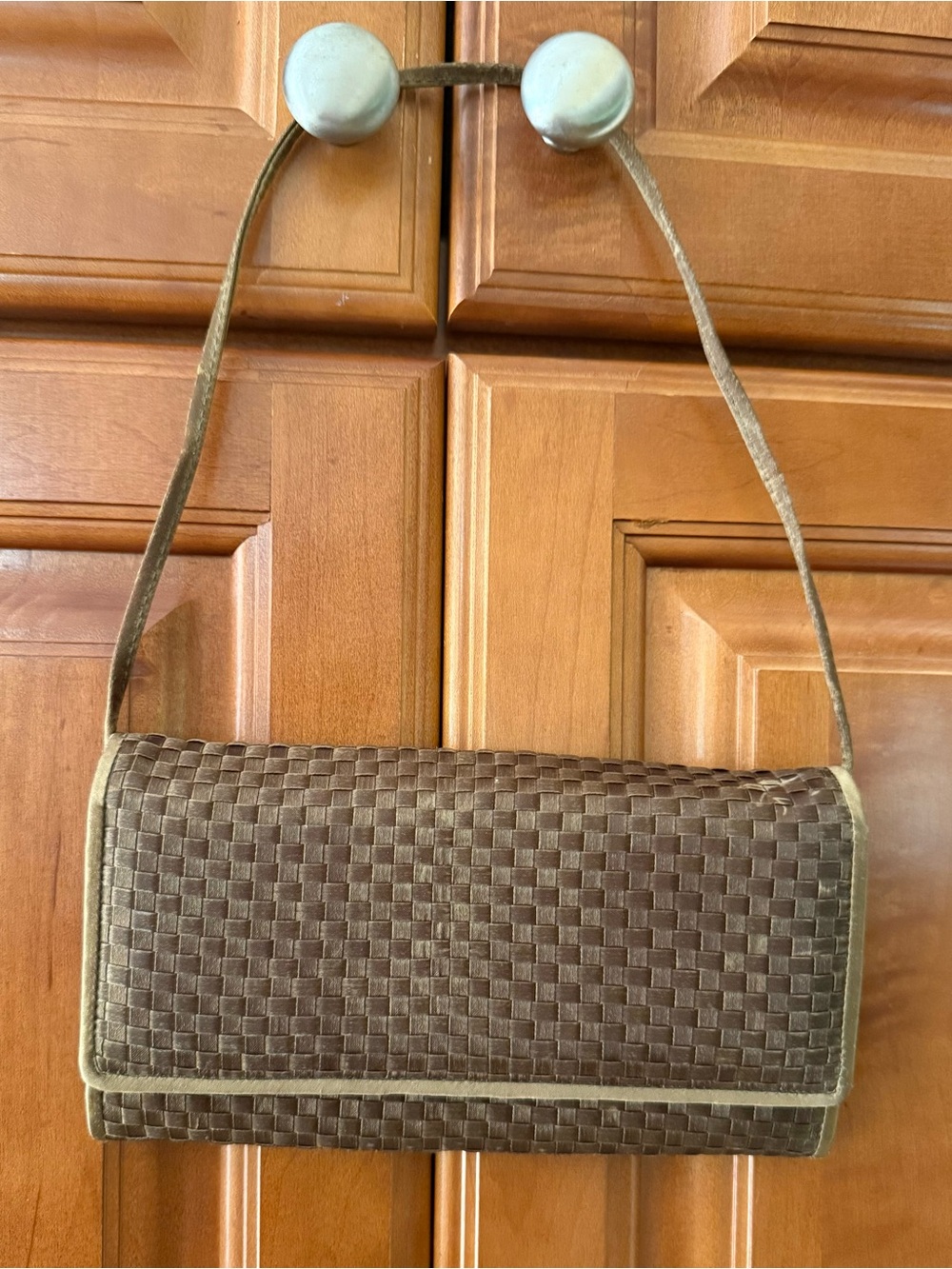 Neiman Marcus Brown Woven Clutch with Shoulder Strap